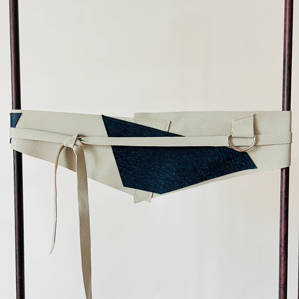OBI BELT | Gray & Navy Leather