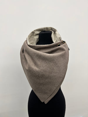 Valentina | Chunky Reversible Hooded Scarf | Ivory Taupe