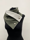 Toula | Three Button Scarf | Olive Green Gray Cashmere