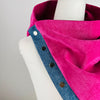 Carrie | 5 Snap Scarf | Hot Pink Denim