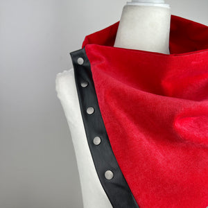 Carrie | 5 Snap Scarf | Red Vegan Leather