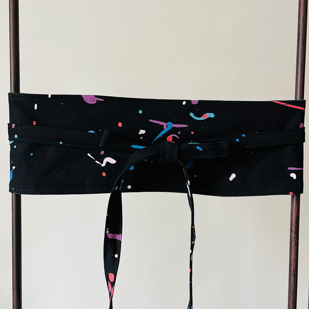OBI BELT | Reversible Medium Denim with Paint Splatter on Black