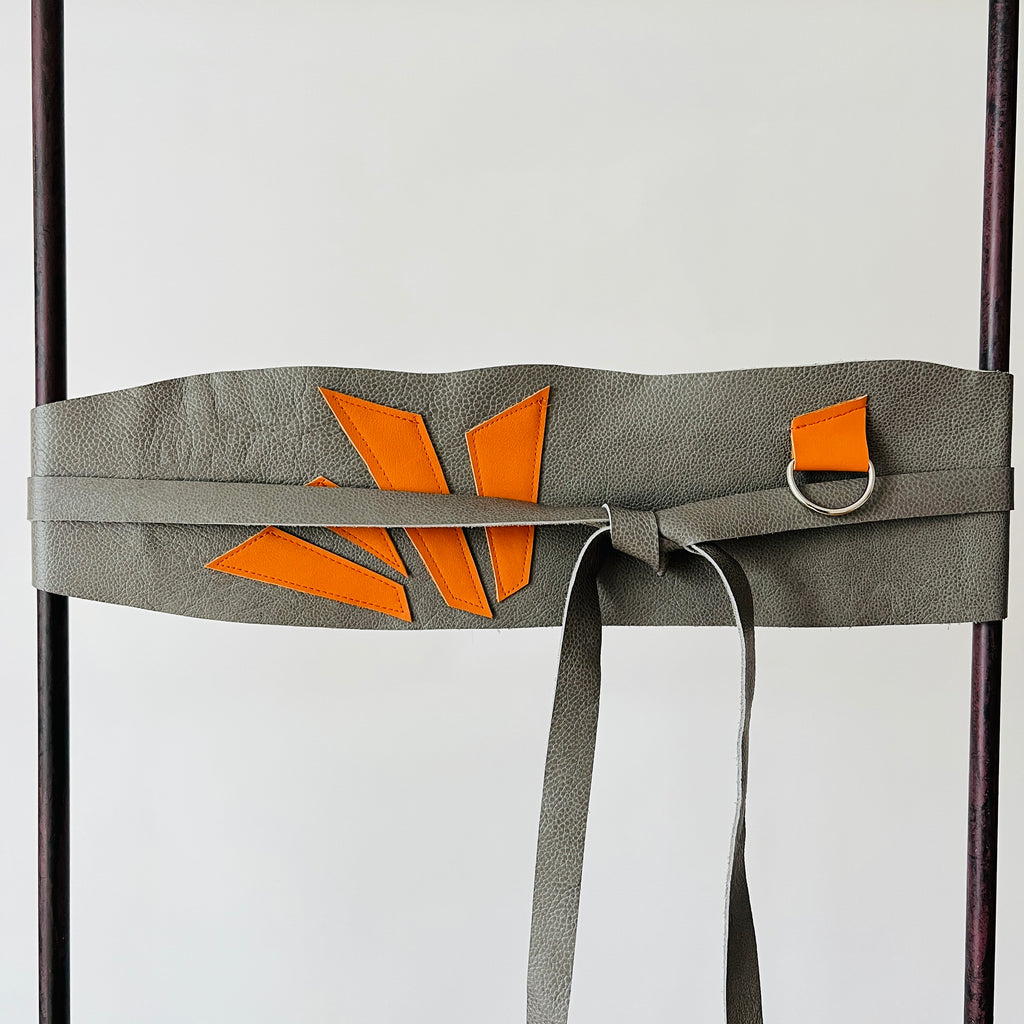 OBI BELT | Orange & Dark Gray Leather
