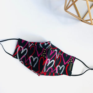 Claudia | Pop Up Mask | Love Heart Black Red Pink