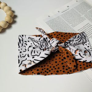 Lux Reversible Printed Headband, Adjustable Tie, Faces and Spots